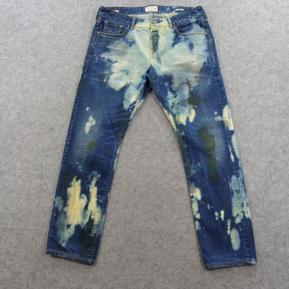 Scotch & Soda Ralston Jeans Men 31 Blue Bleach Wash Lava Tears Denim Button Fly